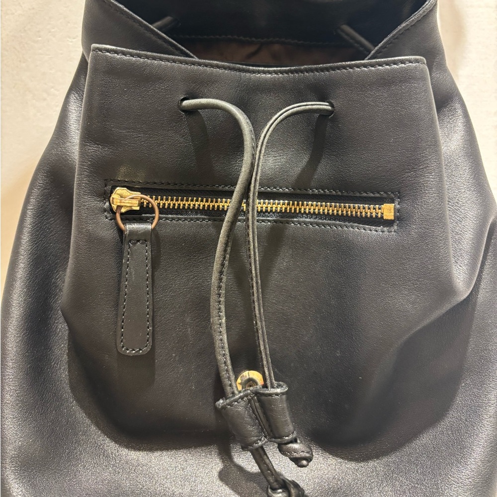 Coach Black Leather Backpack with Gold Hardware - Picture 3 of 4